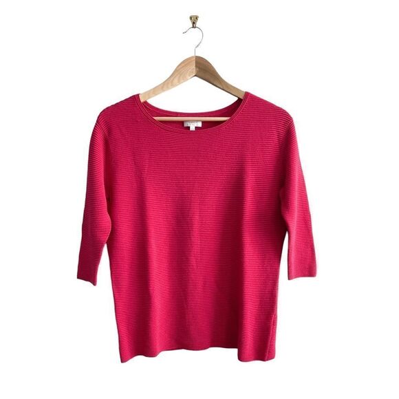 Wilfred Sweater Linen Blend Red Women's XS 3/4 Sleeves Horizontal Ribbing - Picture 1 of 10